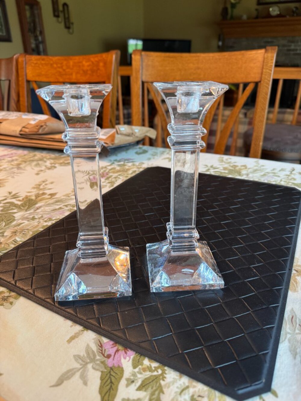 Set of 2 Waterford Marquis Treviso 8" Crystal Candlesticks for Taper Candles